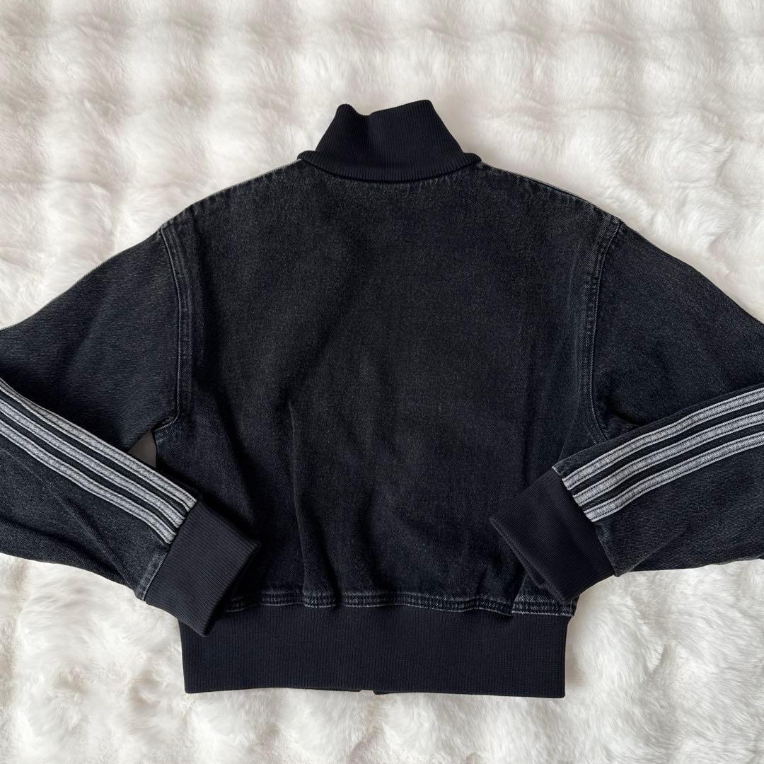 adidas デニムトラックトップ xsブラック　デニムジャケット　y2k