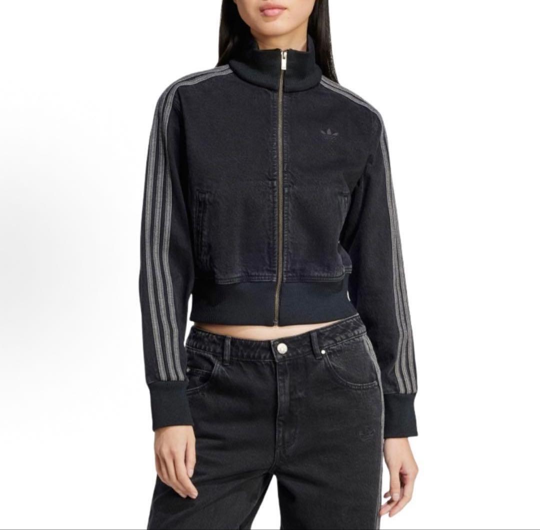 adidas デニムトラックトップ xsブラック　デニムジャケット　y2k