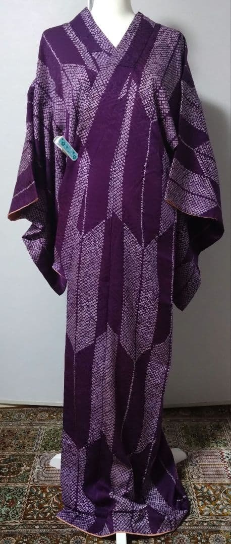 アンティーク　矢絣　紫　正絹　袷　着物　大正ロマン