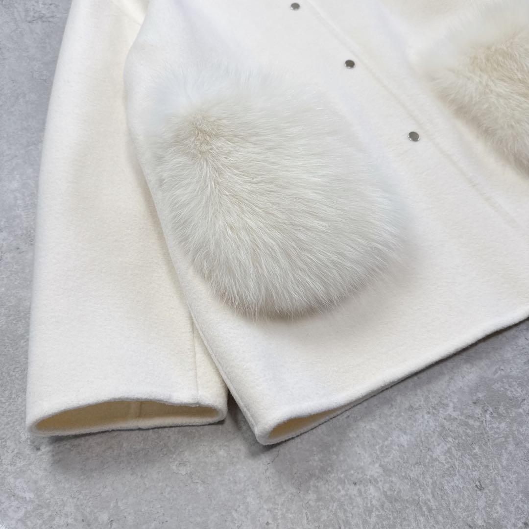 u-big 石井毛皮 ウールダブルフェイス FOXポケットファーコート S