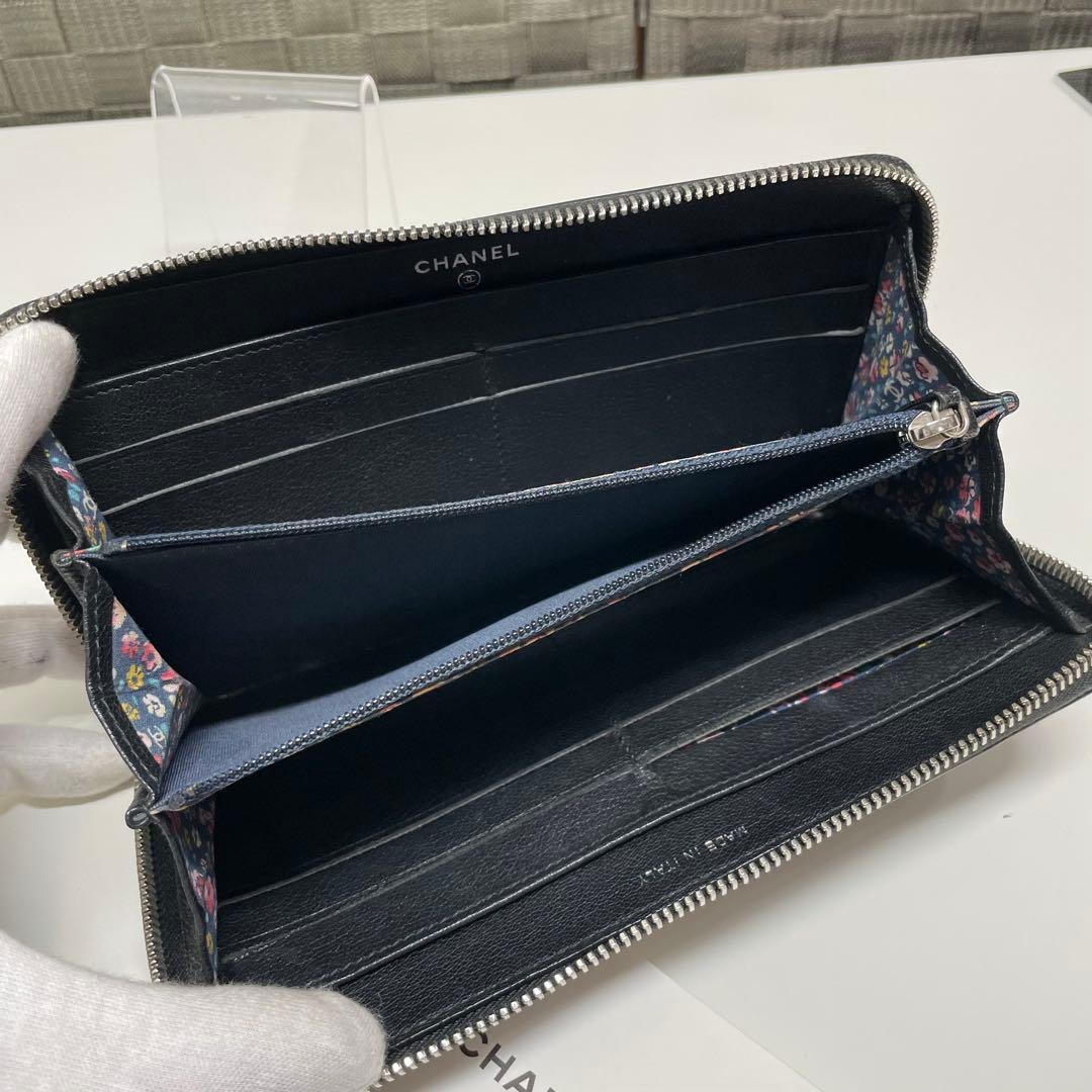 H*i様 CHANEL 長財布　ブラック　花柄　ココマーク