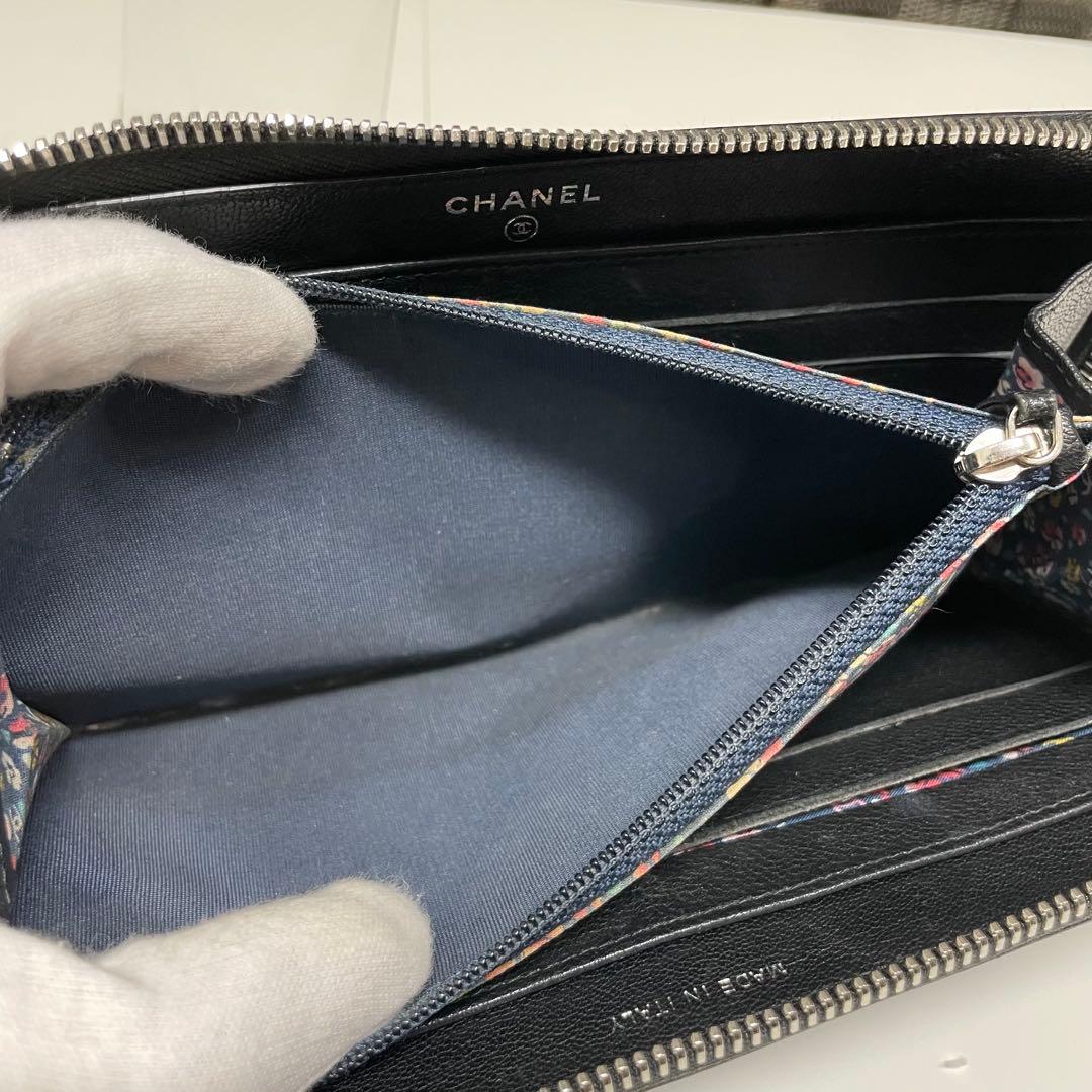H*i様 CHANEL 長財布　ブラック　花柄　ココマーク