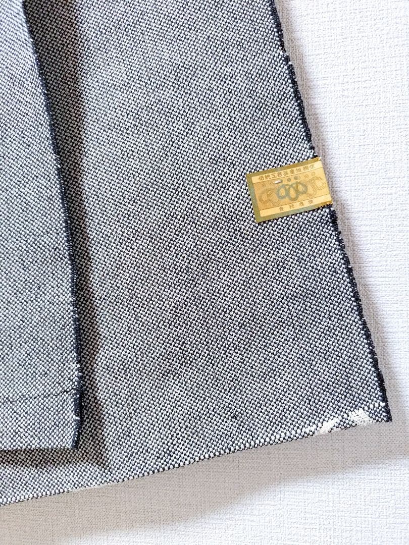 大人の名古屋帯黒白桐生紬幾何学柄帯和柄伝統工芸品和服和装グレー織の帯正絹つむぎ単