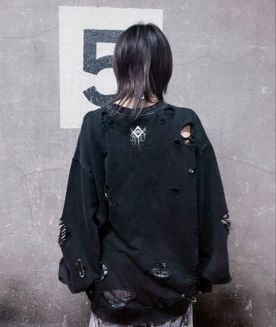 REFLEM/レフレム スカルプリントダメージPO/プルオーバースウェットシャツ