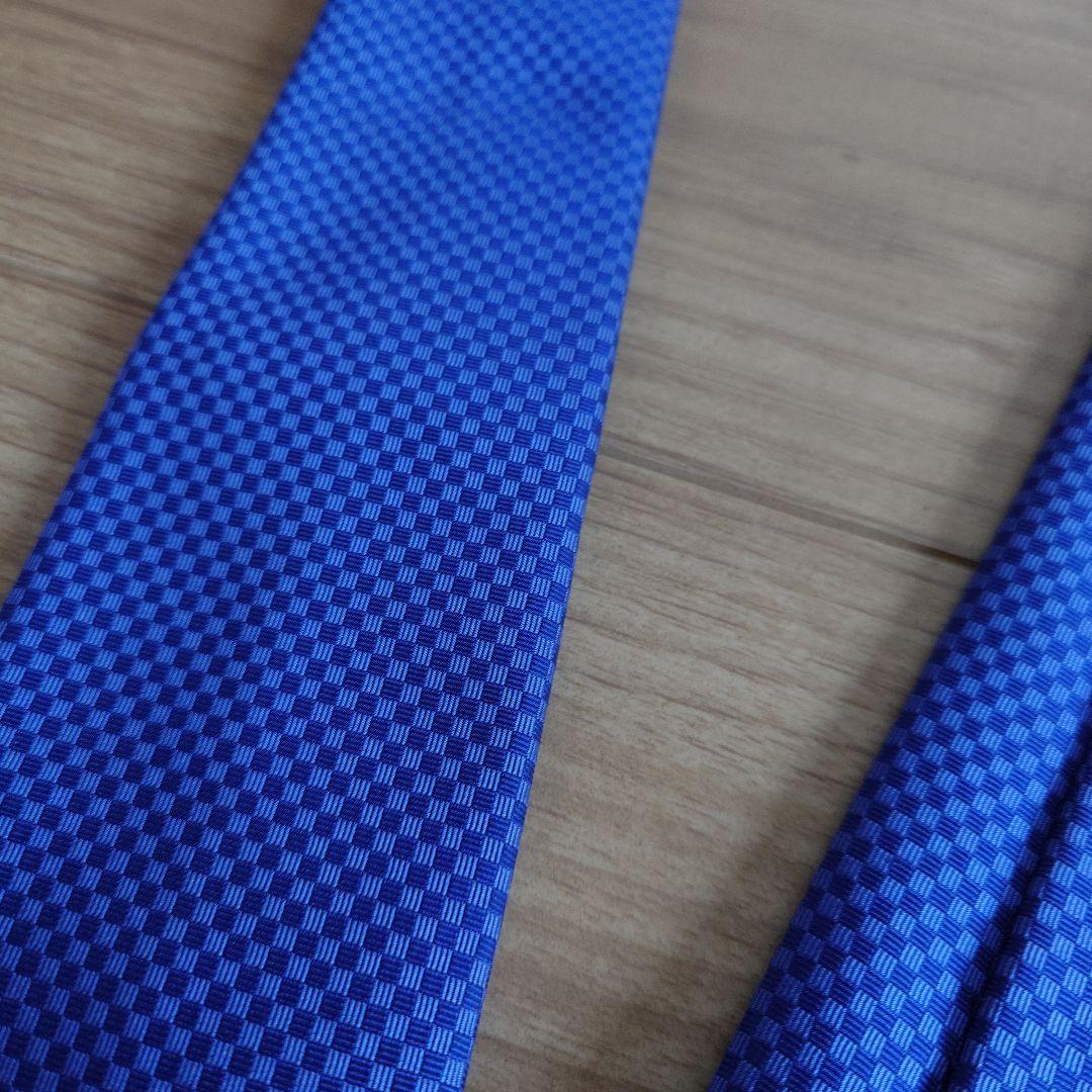 LOUIS VUITTON 青 チェック柄 ネクタイ