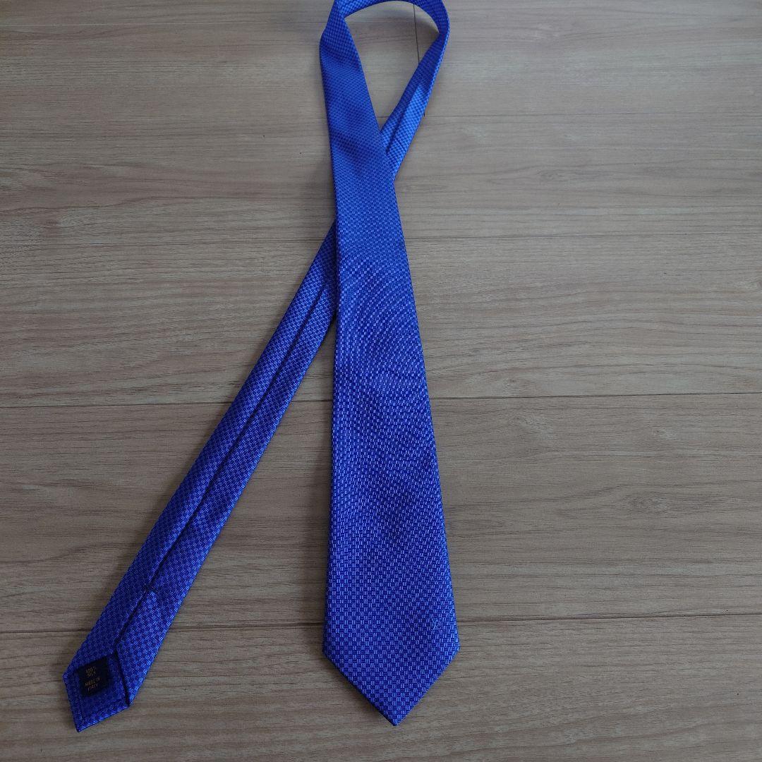 LOUIS VUITTON 青 チェック柄 ネクタイ