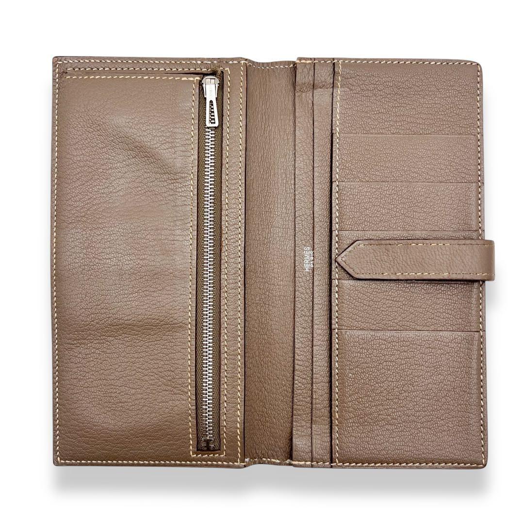 【美品】エルメス　ベアンスフレ　エトゥープ 折財布　長財布　552