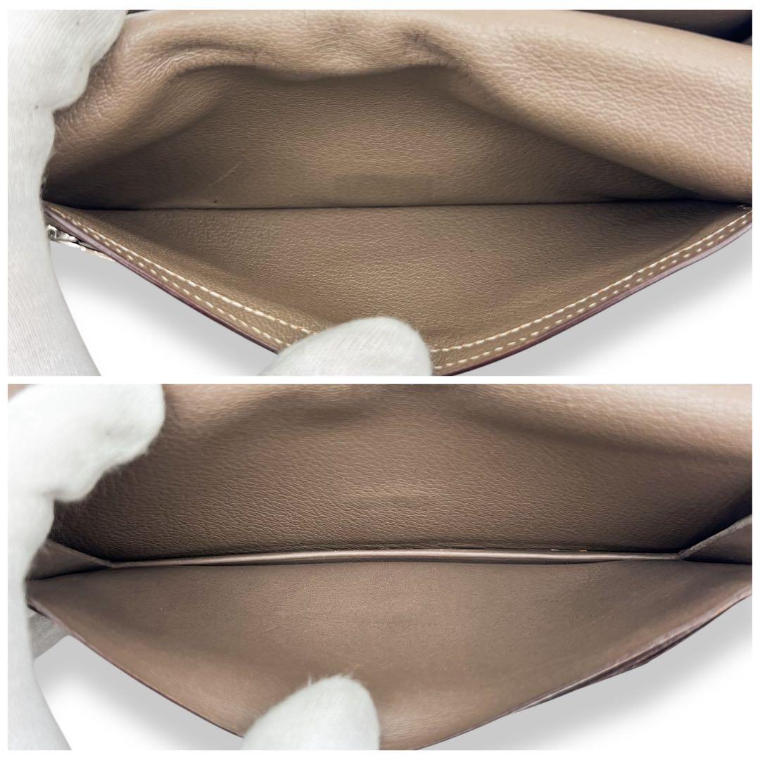 【美品】エルメス　ベアンスフレ　エトゥープ 折財布　長財布　552