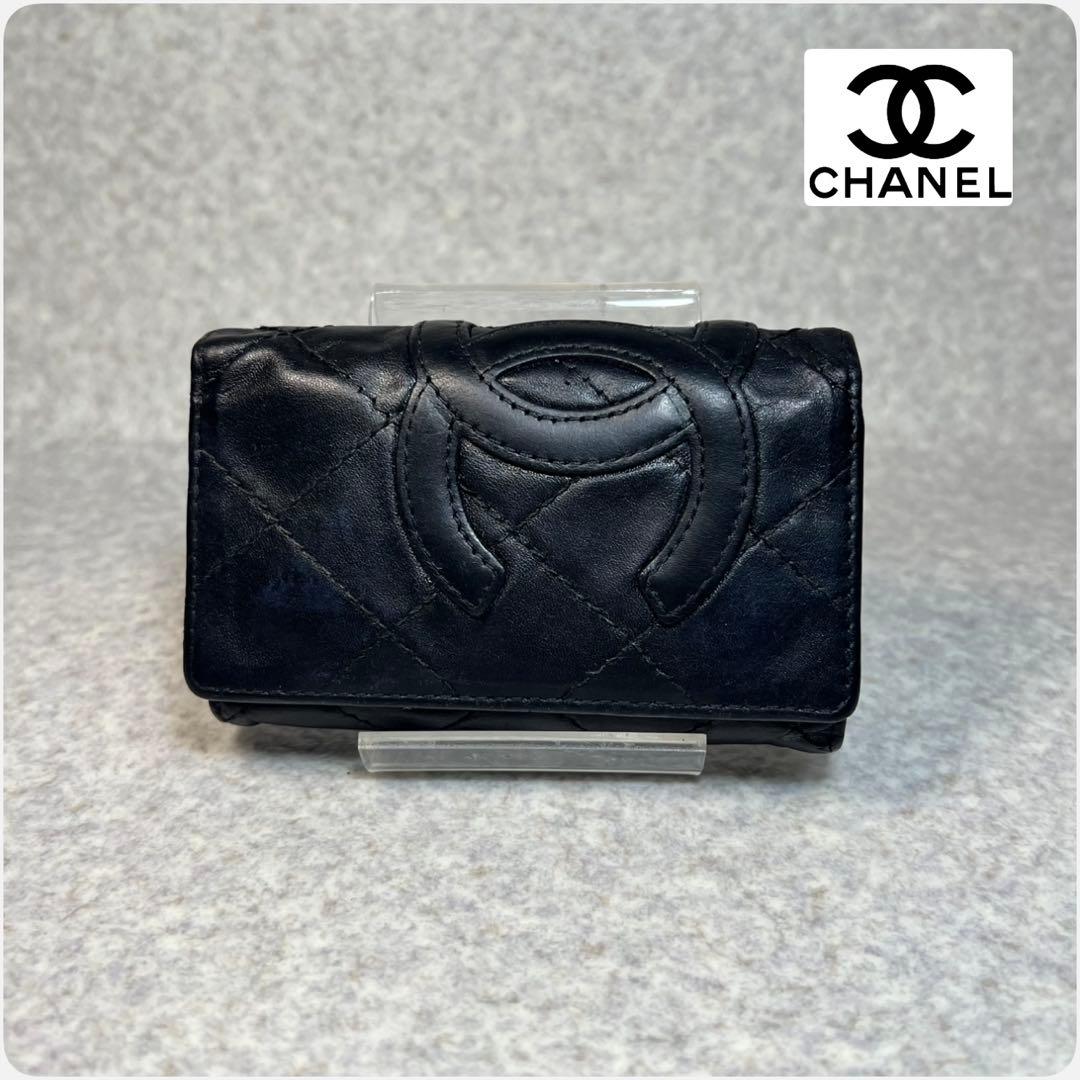 CHANEL ブラック カンボンライン4連キーケース