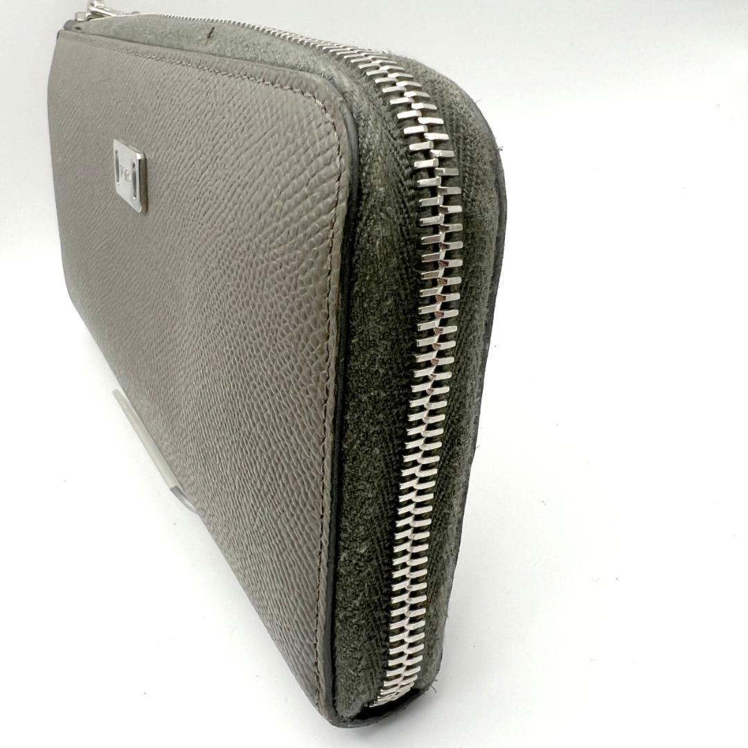 美品 トッズ☆L字ジッピーロングウォレット 長財布 ぺブルドレザー 本革 グレー