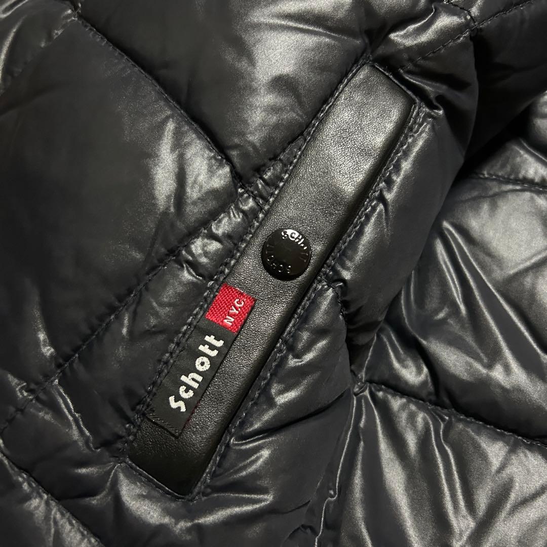 schott ショット リバーシブル 本革 レザー ダウンベスト ブラック 黒