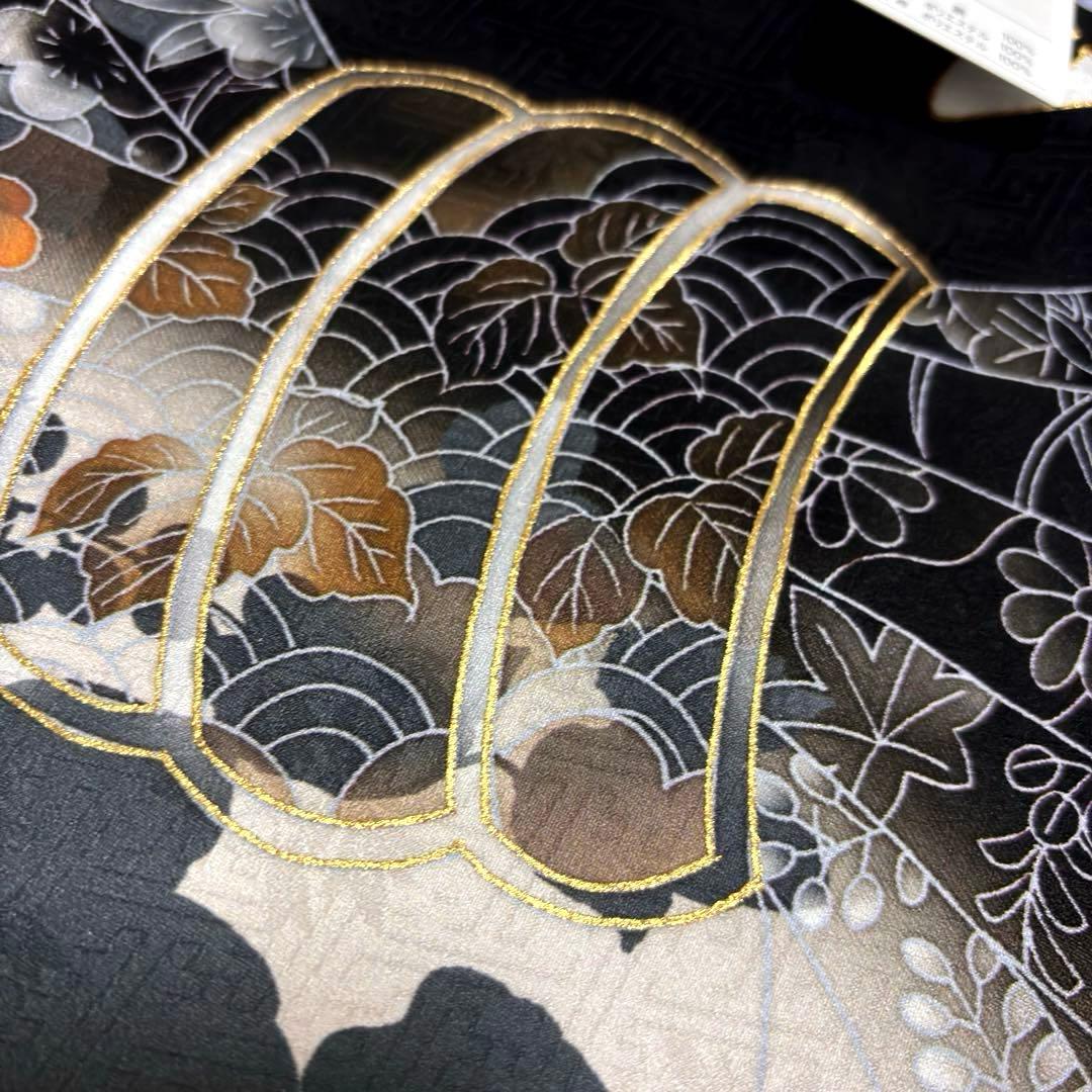 【新品/正絹 】日本製 特選京友禅染 襦袢付 新品たとう紙付 男の子 黒 兜