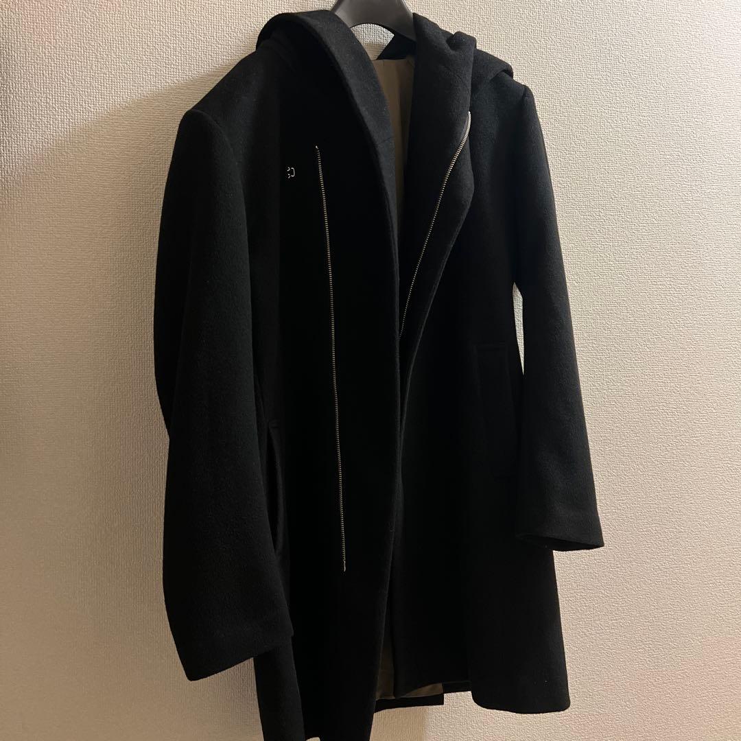 tete hommeウールカシミヤ混紡 ブラックコート サイズ8