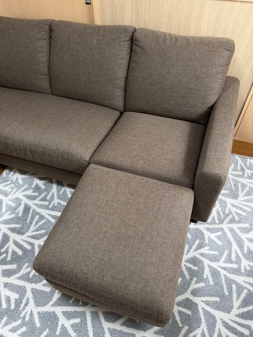 美品 ニトリ N シールド カウチソファ 3人掛け ブラウン ファブリック