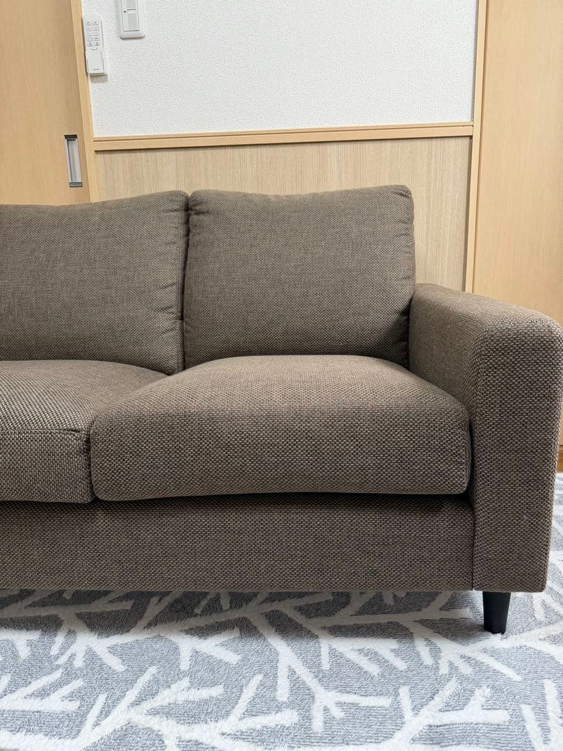 美品 ニトリ N シールド カウチソファ 3人掛け ブラウン ファブリック