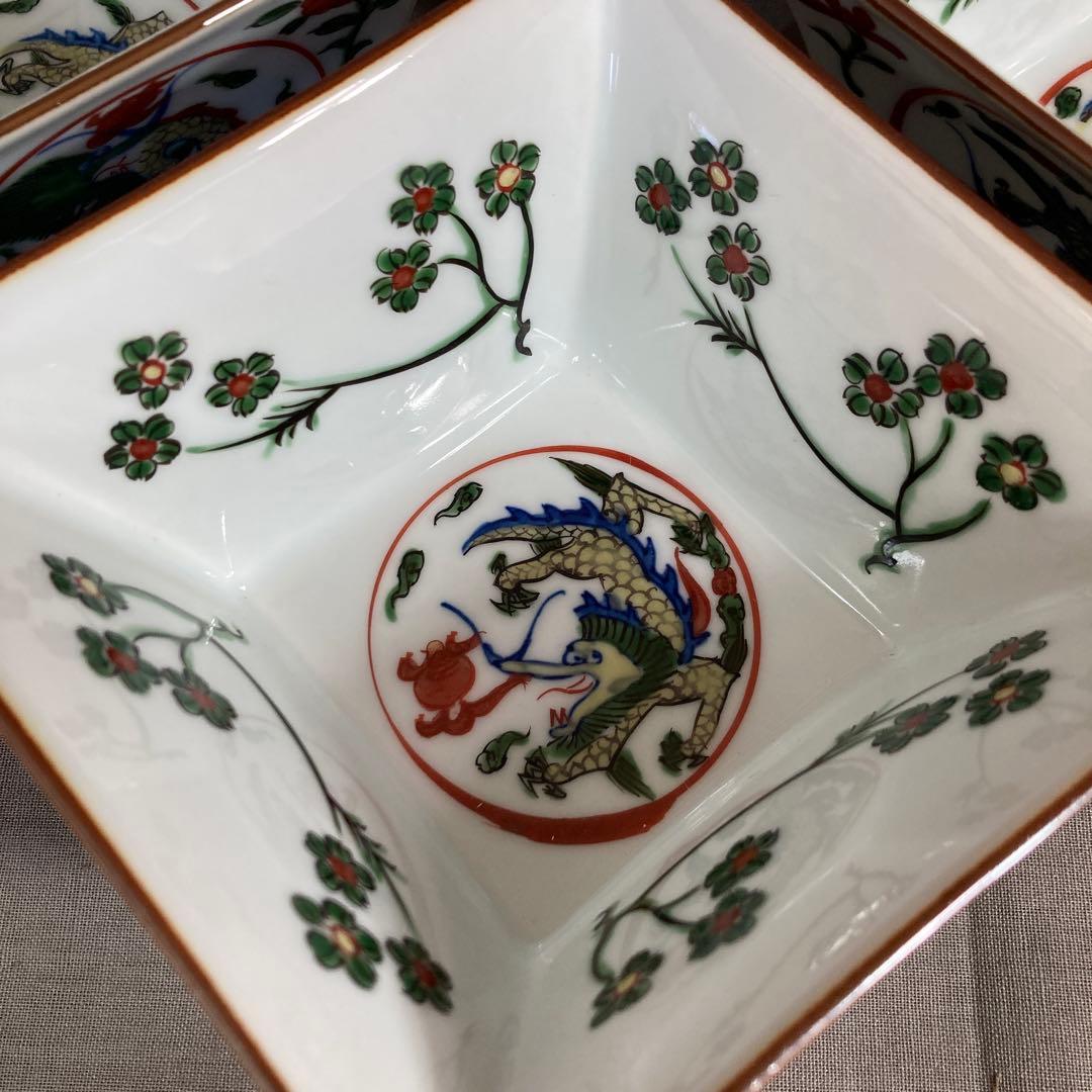 【100さん専用】古伊万里の伝統　舘林源右衛門作　錦古伊万里万暦龍絵　小鉢四個