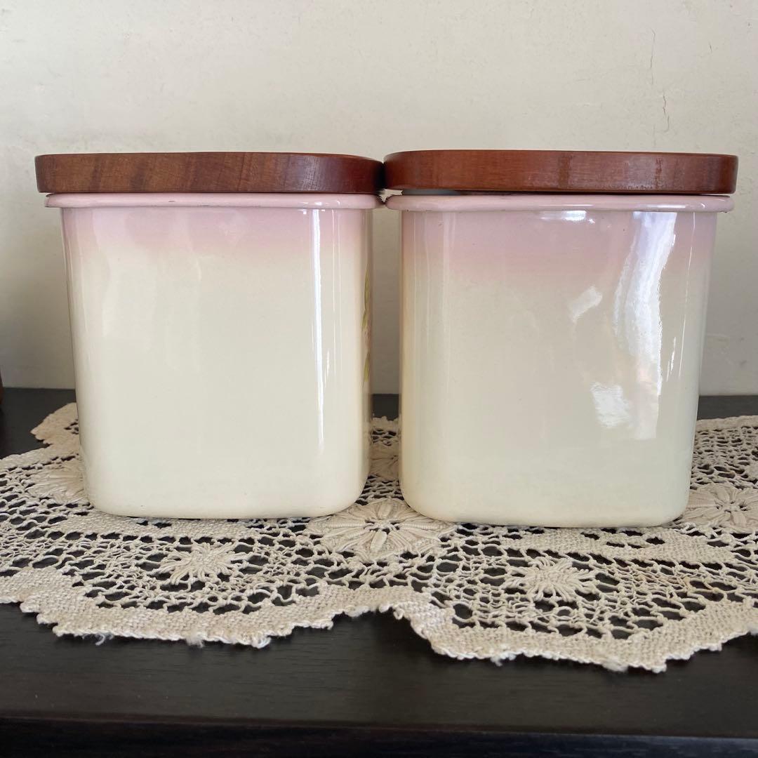 ❤︎イマンimane❤︎ ダイアナローズホーロー木蓋角型キャニスター