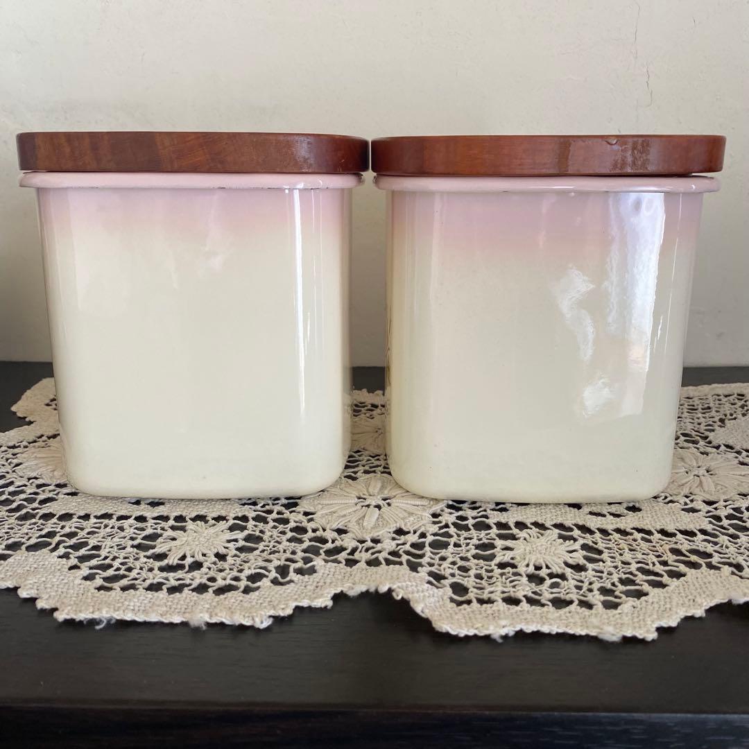 ❤︎イマンimane❤︎ ダイアナローズホーロー木蓋角型キャニスター