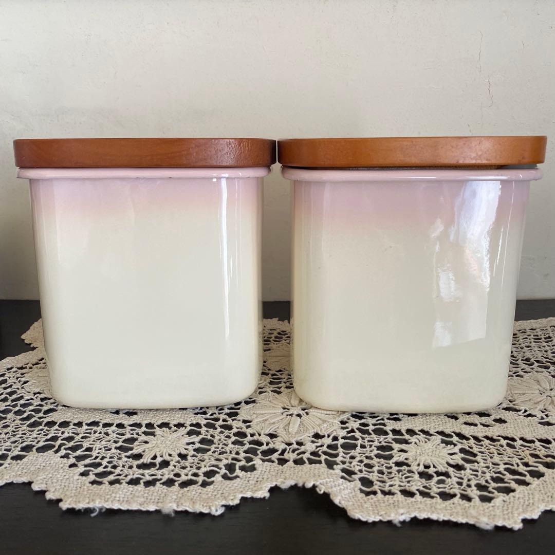 ❤︎イマンimane❤︎ ダイアナローズホーロー木蓋角型キャニスター