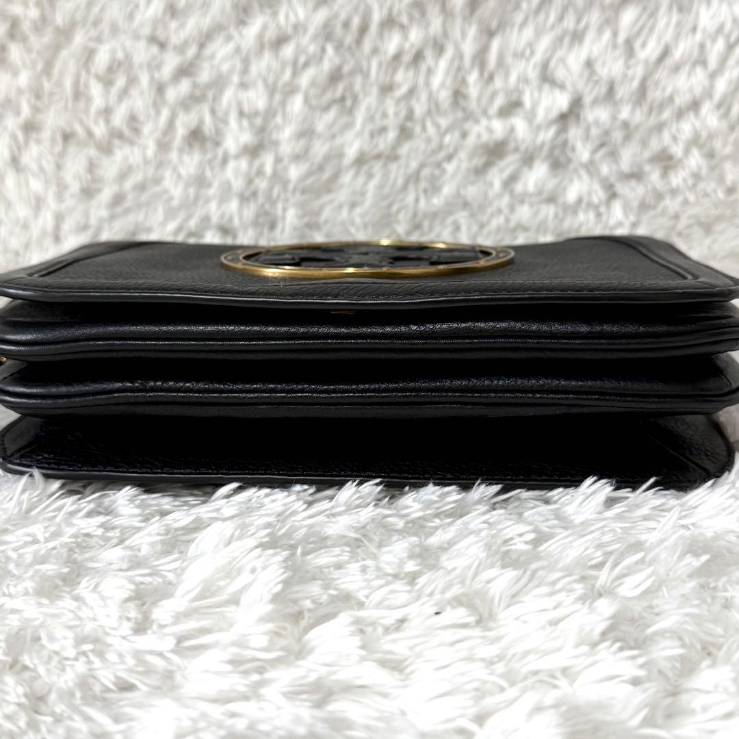 【極美品】 トリーバーチ ショルダーバッグ 2way 黒 フラップ ビックロゴ