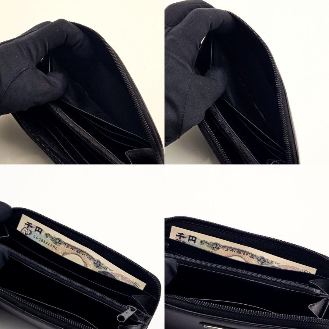 プラダ 長財布 三角ロゴ ブラック サフィアーノA713 ラウンドファスナー