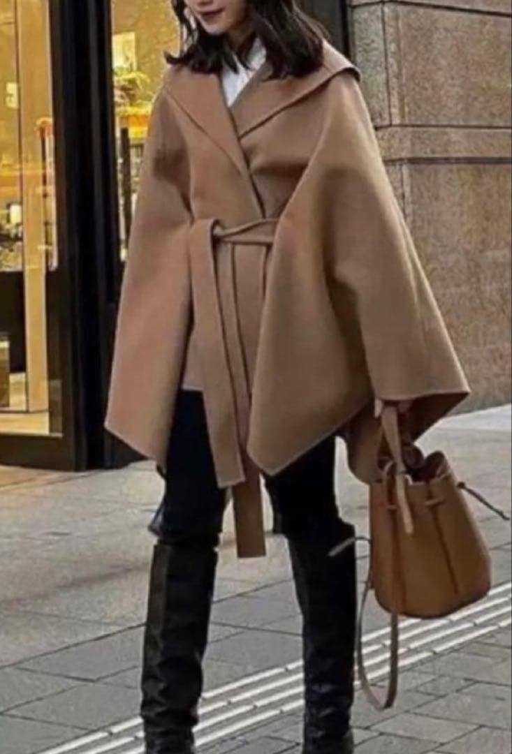 L'Or(ロル) Irregular hem cape coat ケープコート