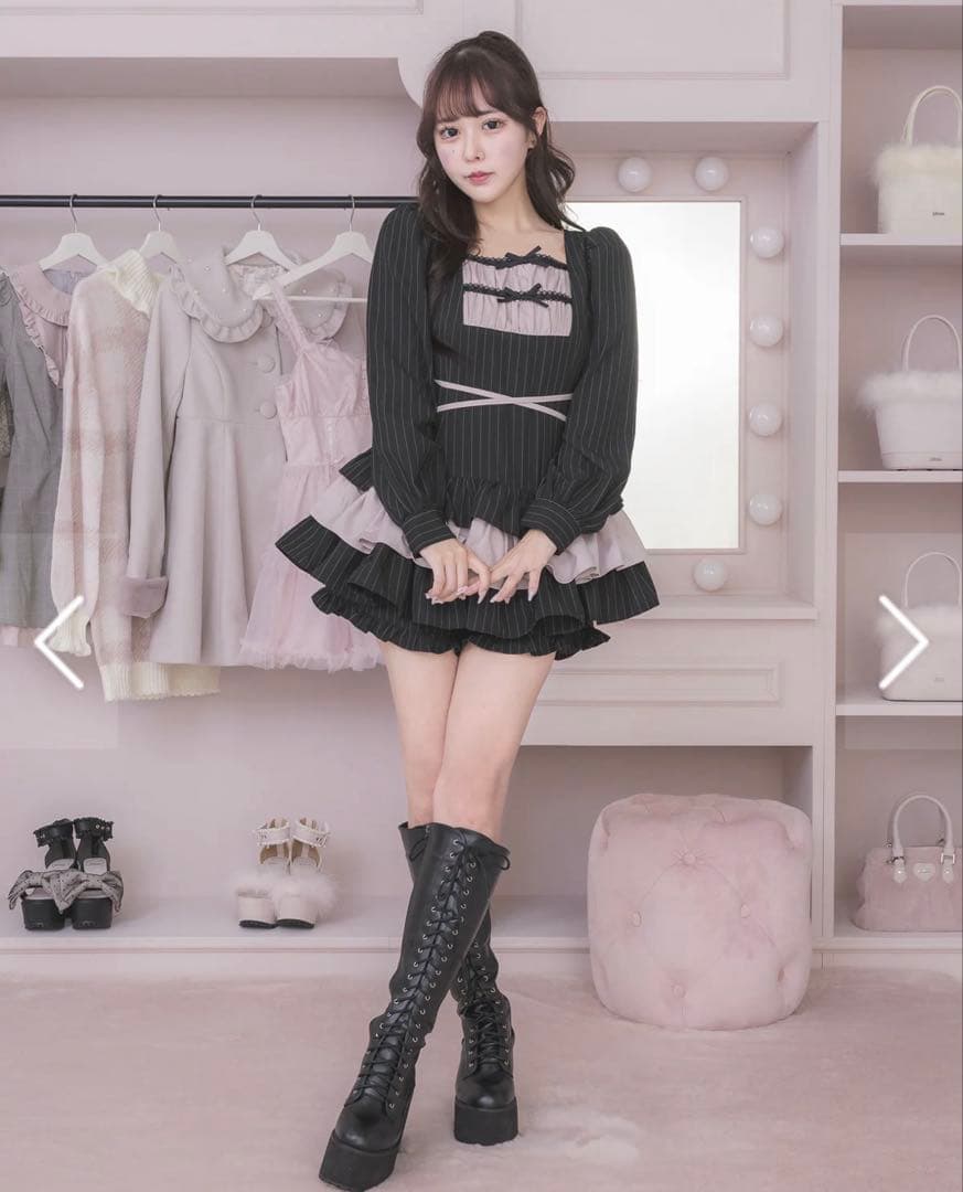 pium ピウム はしごリボンティアードセットアップ ピンク