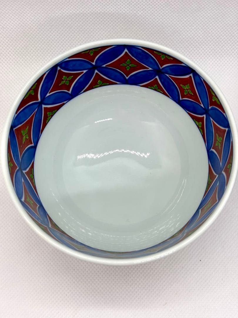 #源右衛門窯 染錦七宝紋　飯碗 ペアセットP-6