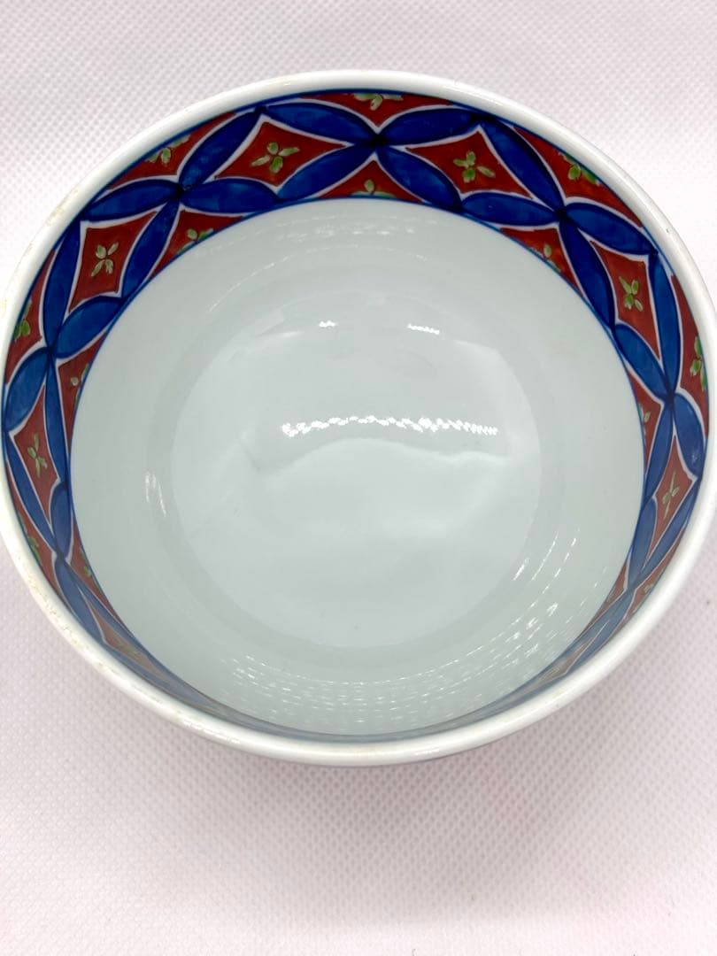 #源右衛門窯 染錦七宝紋　飯碗 ペアセットP-6