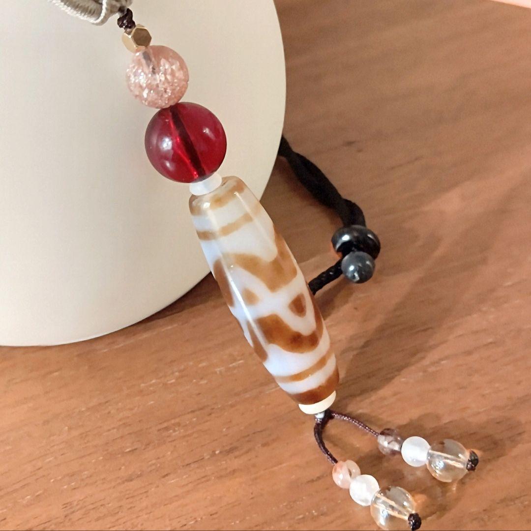 れん様◆天然石 御守りネックレス【六弁蓮花天珠】レア六吉祥 魔を断つ 好転 琥珀