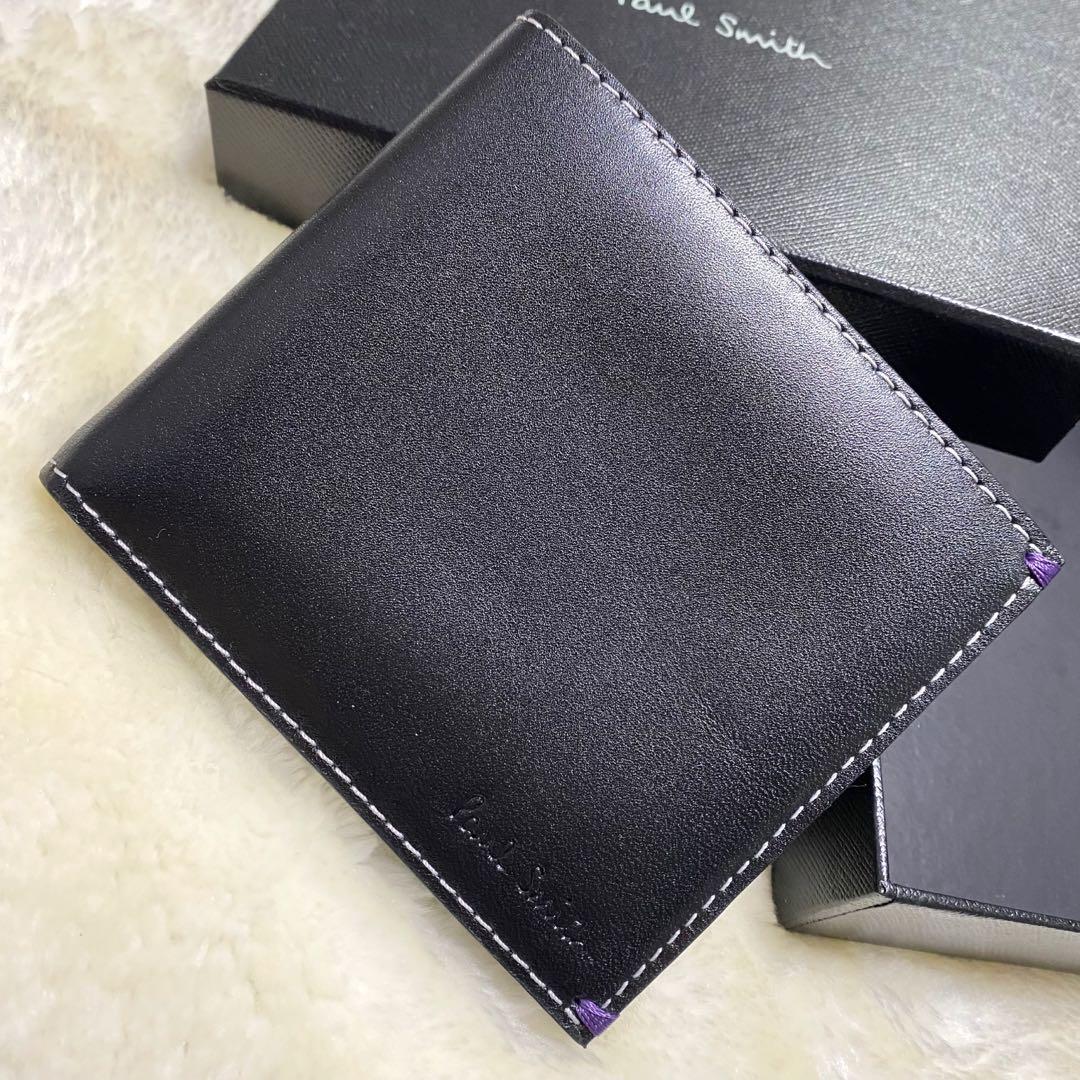 新品箱付き✨ポールスミス　二つ折り財布　札入れ　マウテンバイク　自転車　黒レザー