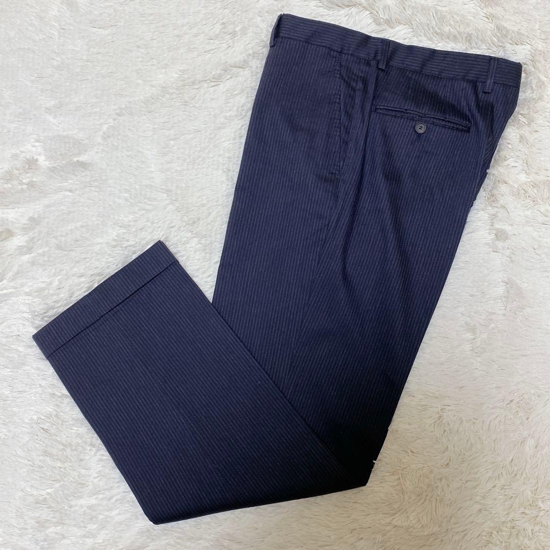 ジルサンダー　スーツ　セットアップ　ネイビー　濃紺　ストライプ