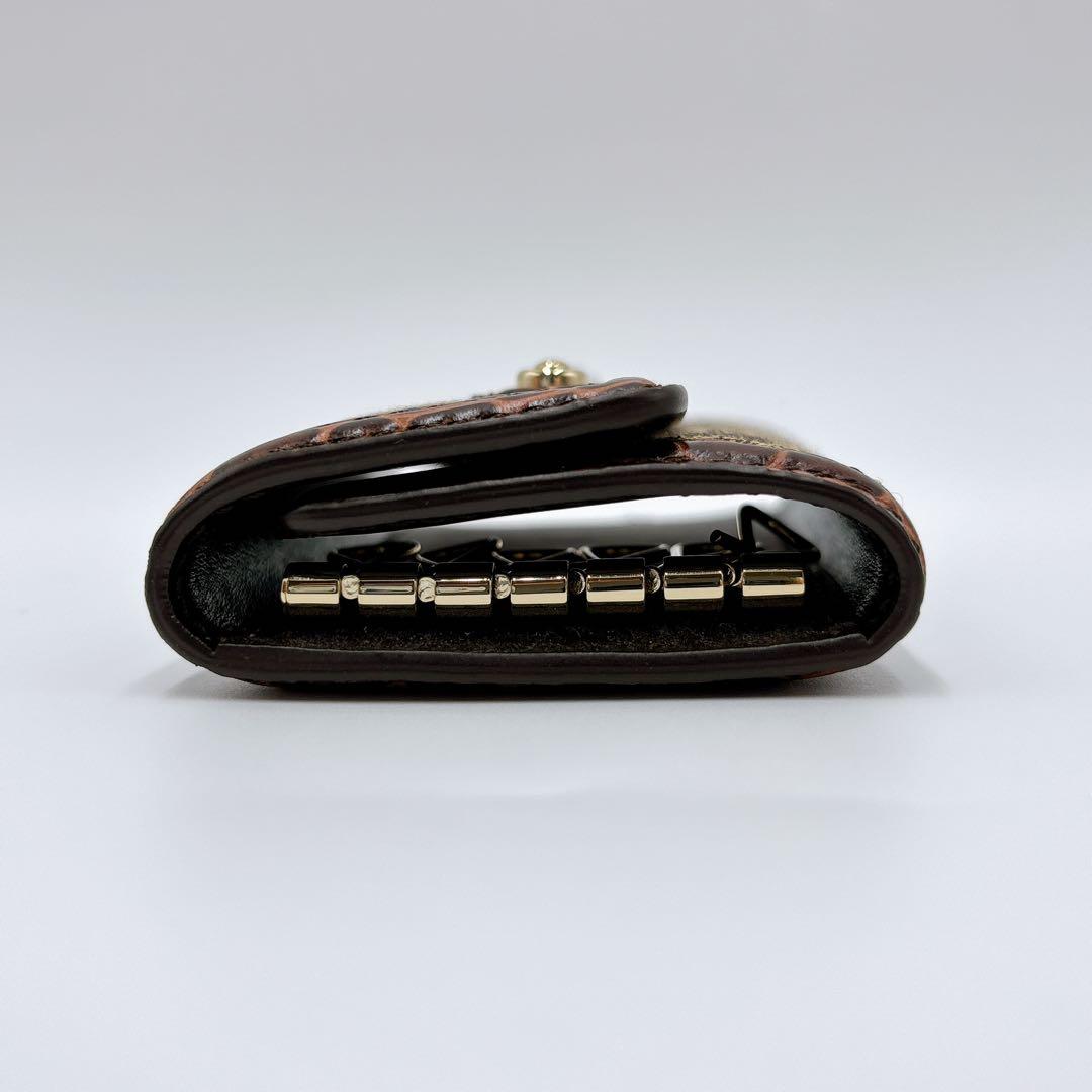 新品同様 ＊ CELINE セリーヌ マカダム キャンバス 6連キーケース 茶色