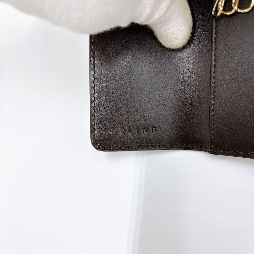 新品同様 ＊ CELINE セリーヌ マカダム キャンバス 6連キーケース 茶色
