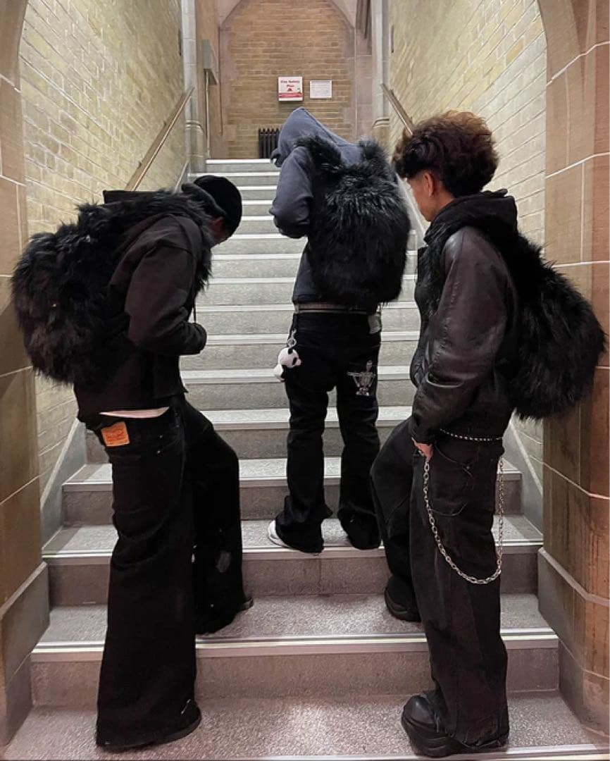 ブラックファーリュック opium fur black backpack 黒