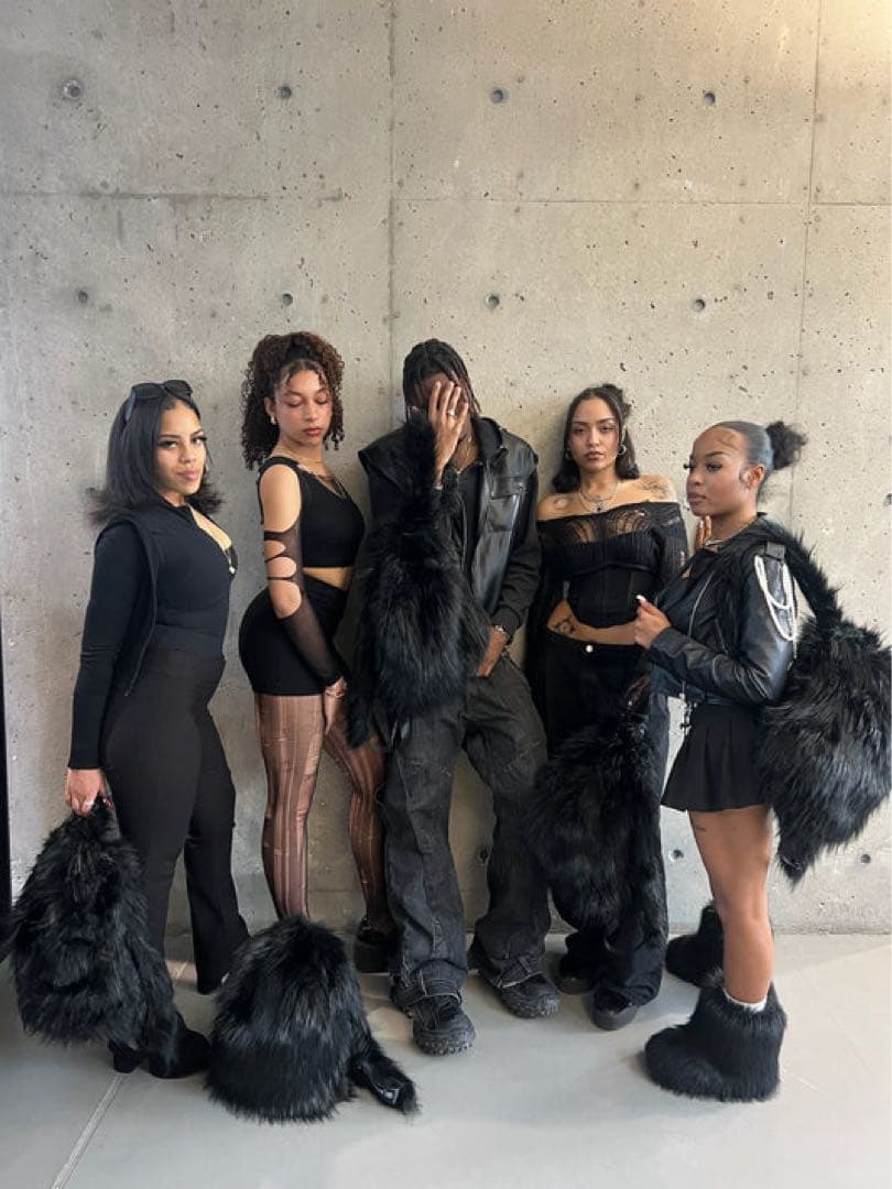 ブラックファーリュック opium fur black backpack 黒