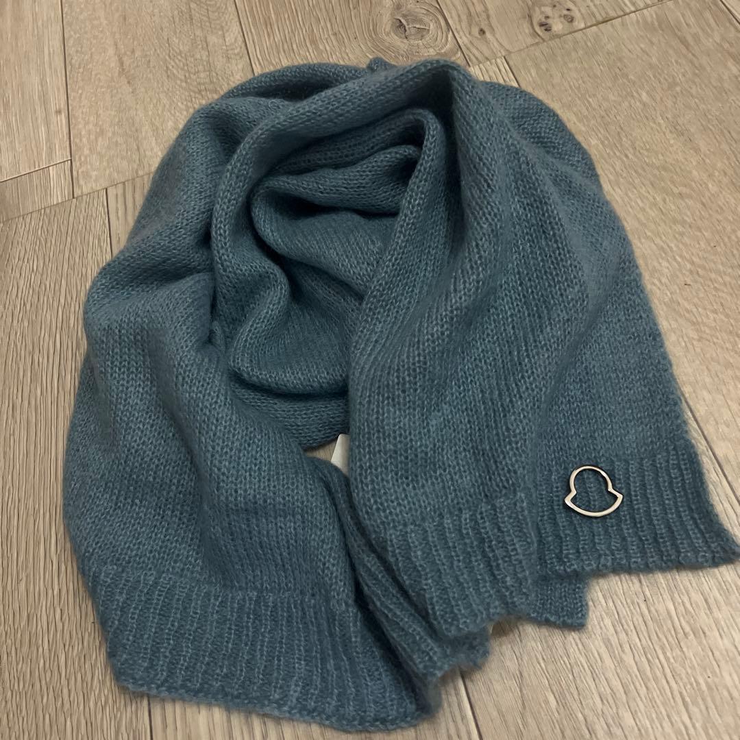 新品タグ付 MONCLER モンクレール モヘアマフラー ブルー、ラスト！