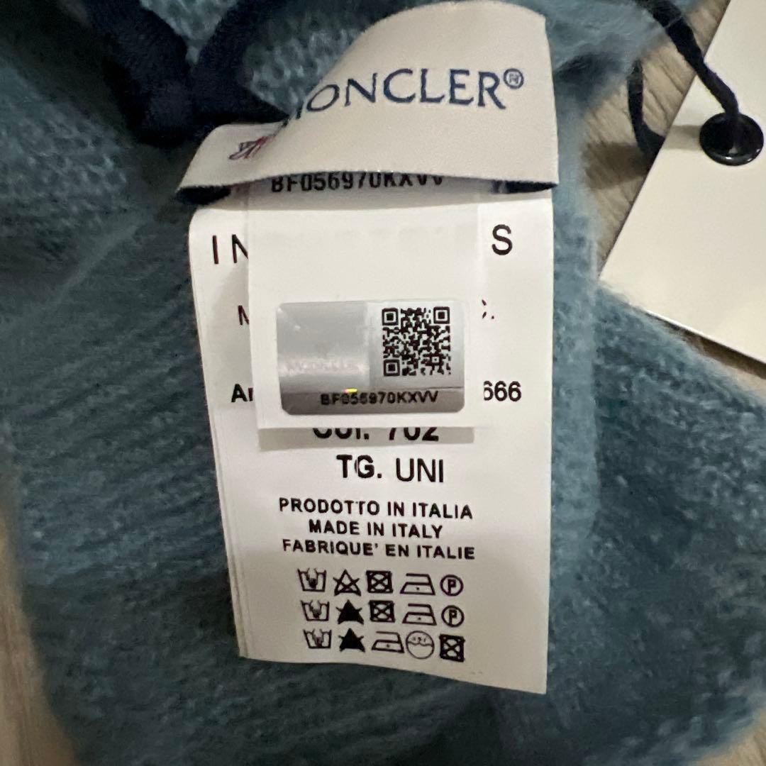 新品タグ付 MONCLER モンクレール モヘアマフラー ブルー、ラスト！