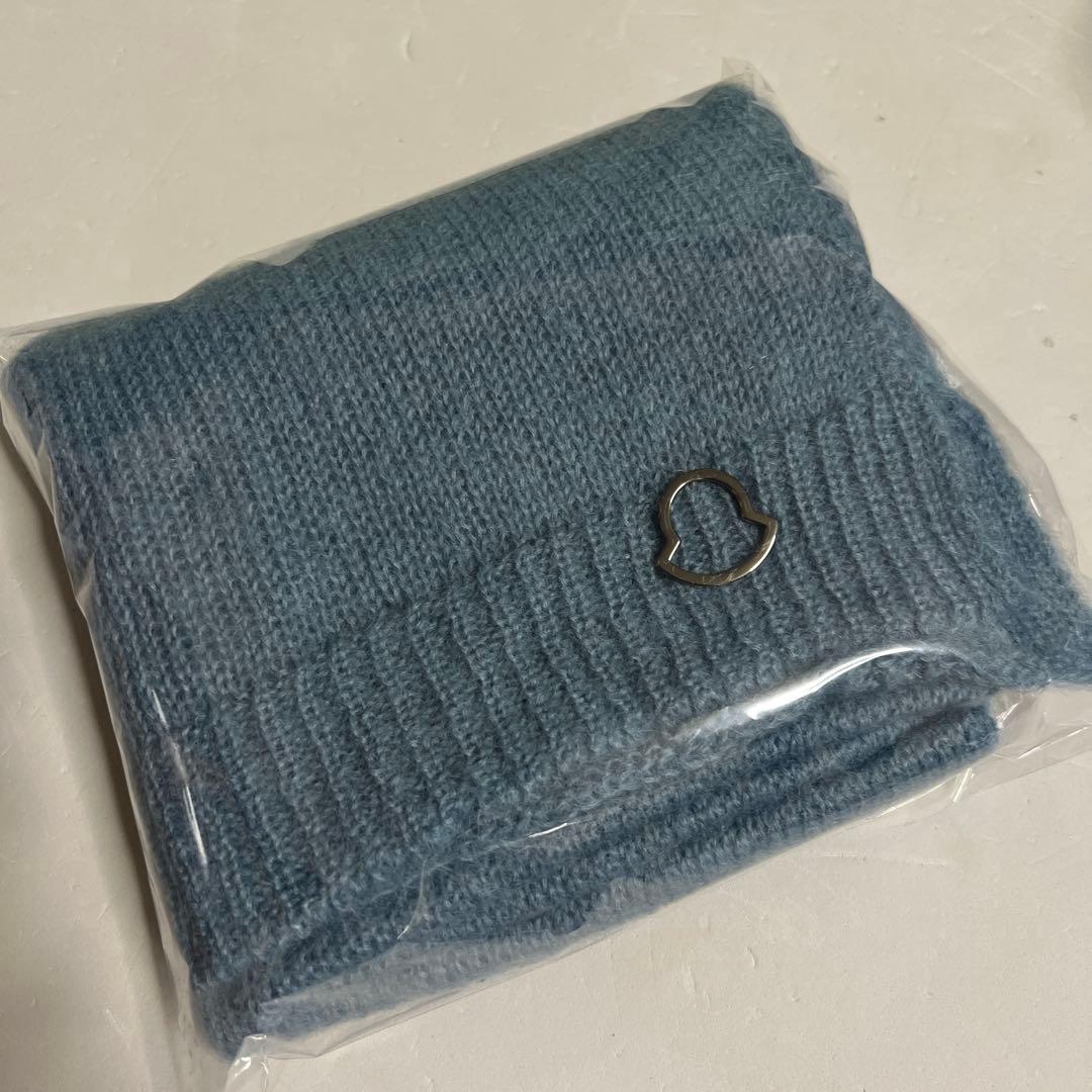 新品タグ付 MONCLER モンクレール モヘアマフラー ブルー、ラスト！