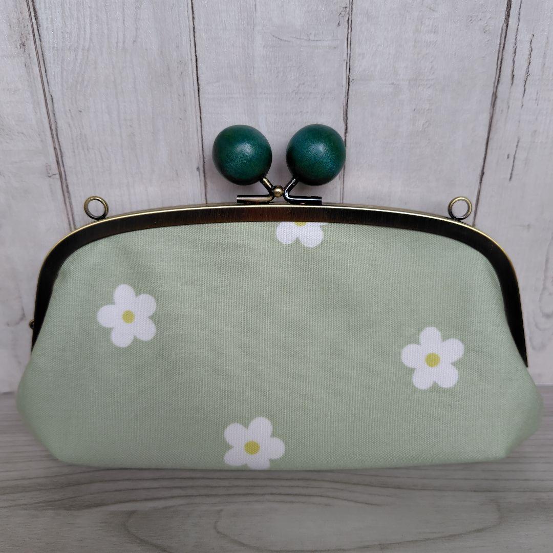 つむみん　母子手帳が入るがま口親子財布　グリーン無地