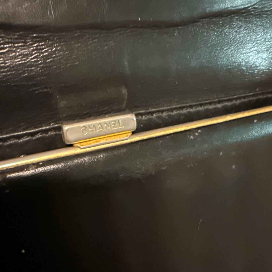 【an✿】CHANEL ブラックレザー 三つ折り財布、シリアルナンバー有り