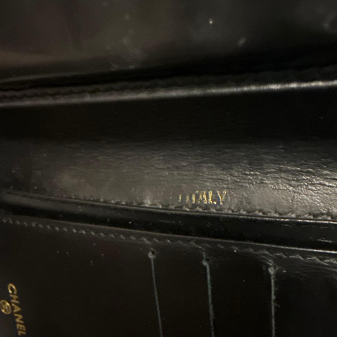 【an✿】CHANEL ブラックレザー 三つ折り財布、シリアルナンバー有り