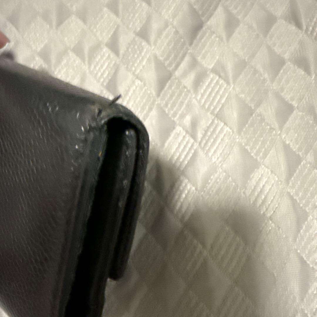 【an✿】CHANEL ブラックレザー 三つ折り財布、シリアルナンバー有り