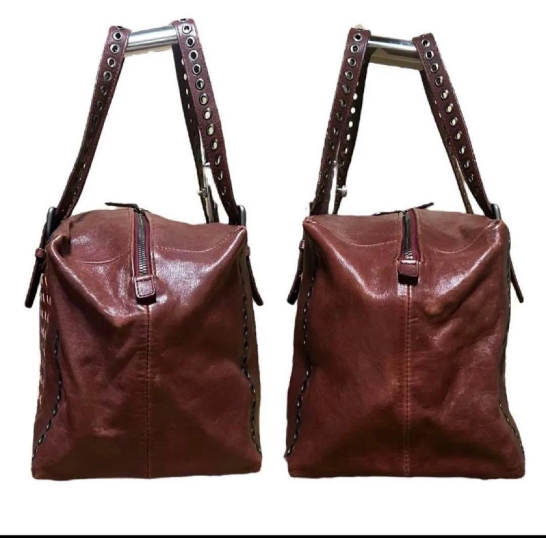 希少　ボッテガヴェネタ　ミニボストン　ハンドバッグ　イントレチャート　レザー　赤