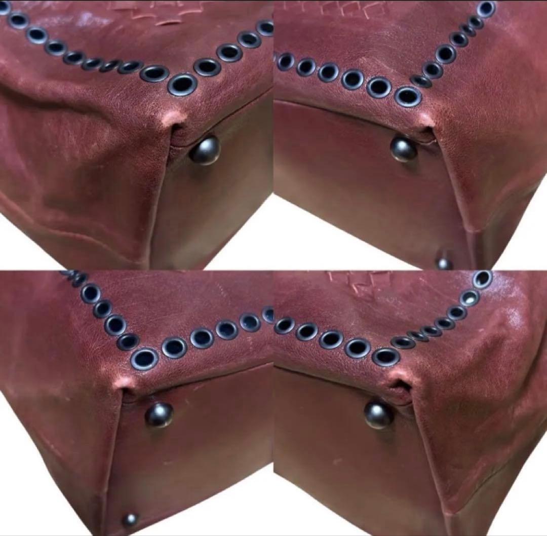 希少　ボッテガヴェネタ　ミニボストン　ハンドバッグ　イントレチャート　レザー　赤