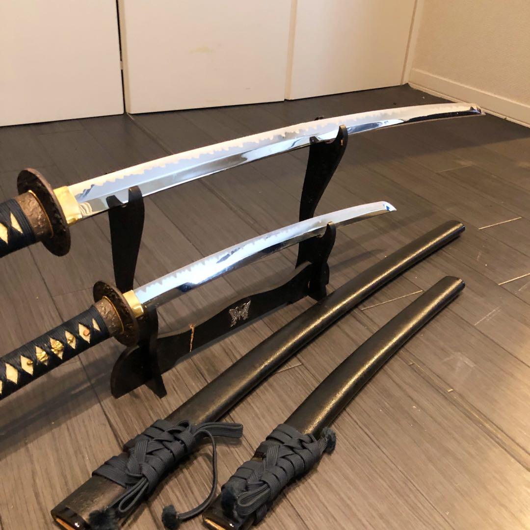 高級模造刀　居合刀　 美術刀剣　太刀　脇差　大小セット　緑拵え