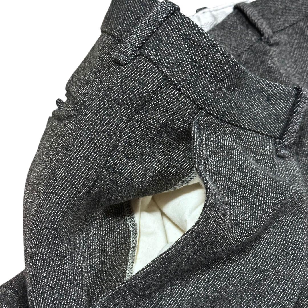 60s ブラックシャンブレー ワイドトラウザー レーヨンウールギャバ