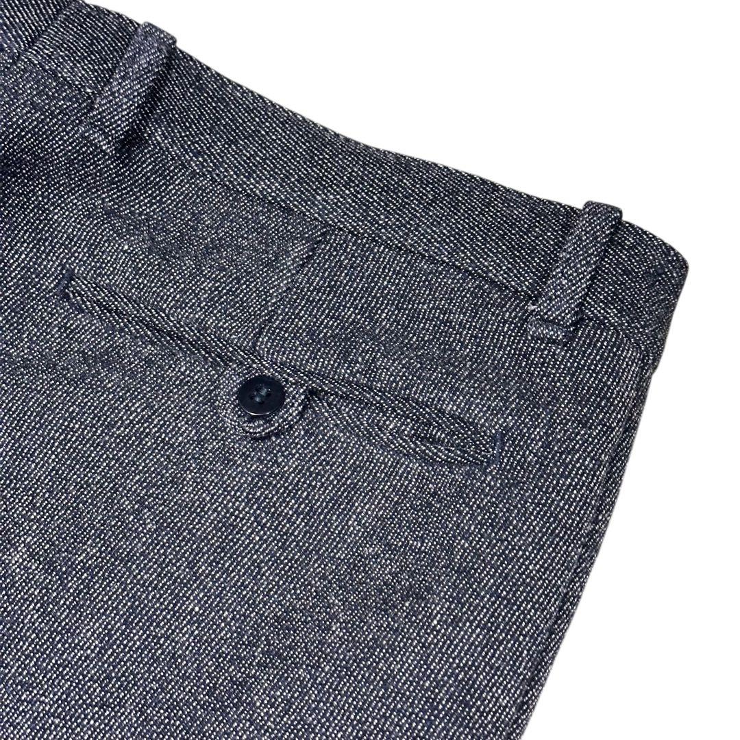 60s ブラックシャンブレー ワイドトラウザー レーヨンウールギャバ