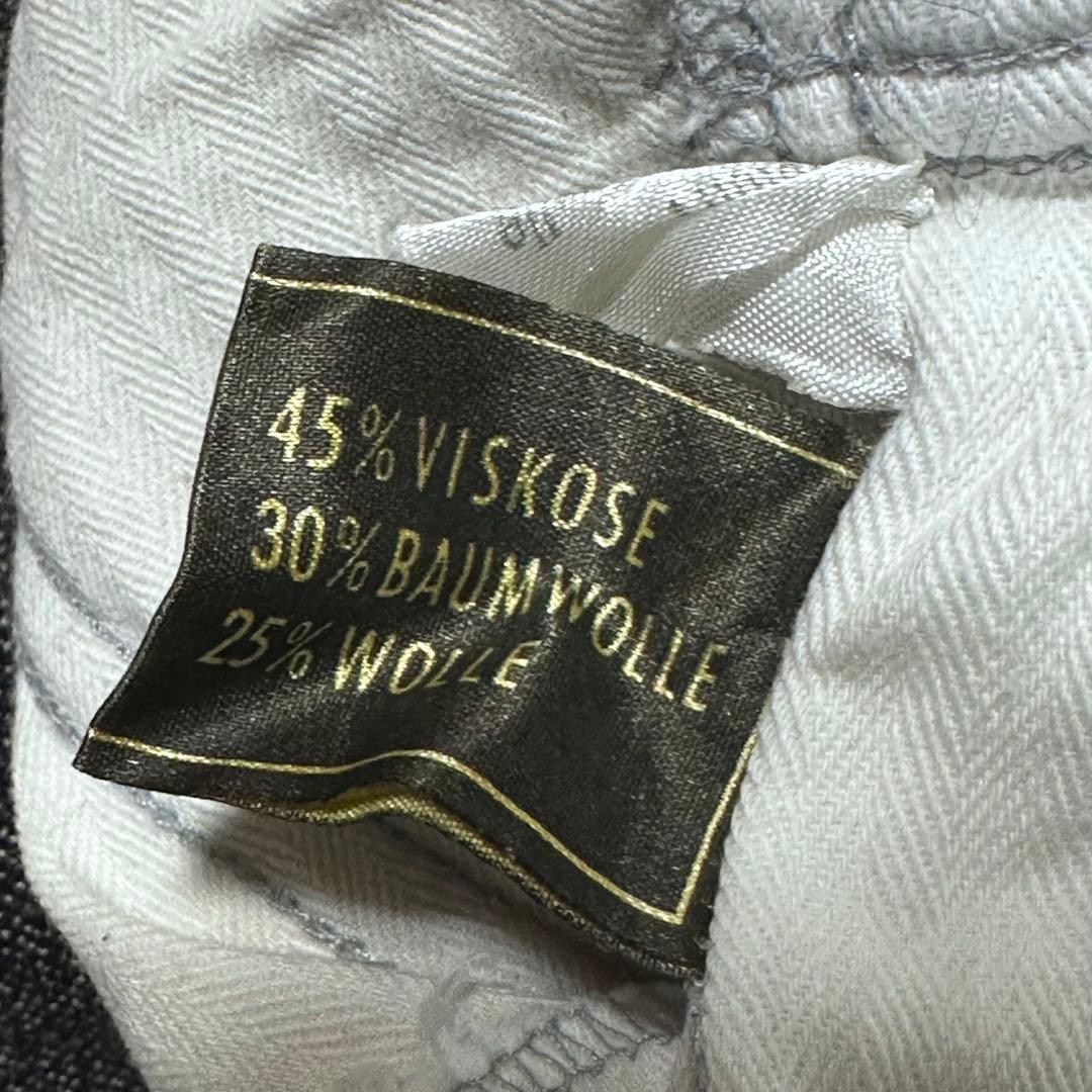 60s ブラックシャンブレー ワイドトラウザー レーヨンウールギャバ