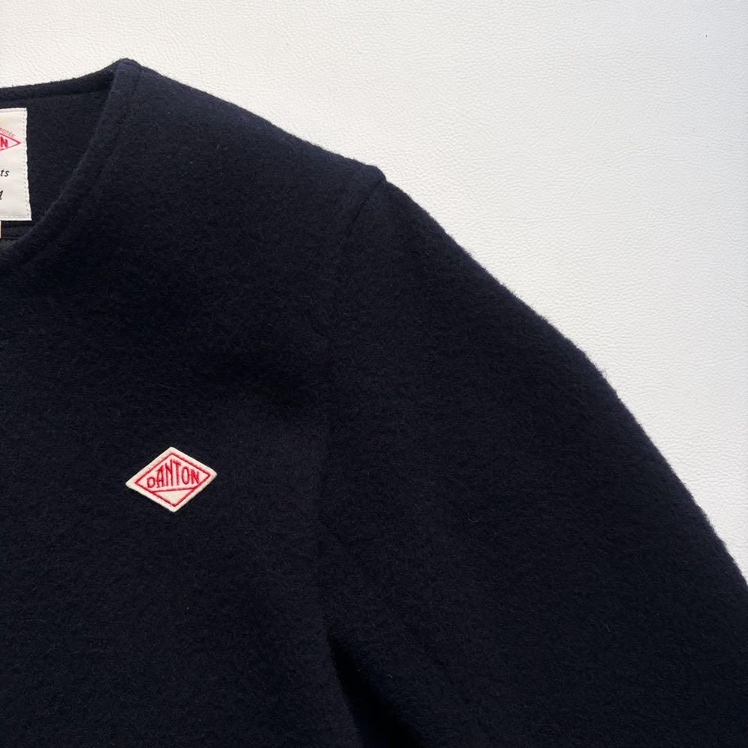 ダントン　ウールモッサ　ノーカラージャケット　ネイビー　34
